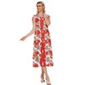 Mid Century Retro Floral 1970s 1960s Pattern 91 V-Neck Drawstring Shoulder Sleeveless Maxi Dress View3