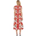 Mid Century Retro Floral 1970s 1960s Pattern 91 V-Neck Drawstring Shoulder Sleeveless Maxi Dress View4