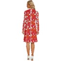 Mid Century Retro Floral 1970s 1960s Pattern 91 Long Sleeve Shirt Collar A-Line Dress View4