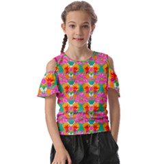 Retro 40s 50s Mexico Flowers Pattern Kids  Butterfly Cutout T-shirt