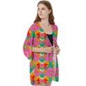 Retro 40s 50s Mexico Flowers Pattern Open Front 3/4 Sleeve Batwing Chiffon Cardigan Kimono View3