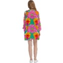 Retro 40s 50s Mexico Flowers Pattern Open Front 3/4 Sleeve Batwing Chiffon Cardigan Kimono View4