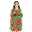 Mid Century Retro Floral 1970s 1960s Pattern 89 Shoulder Cutout Velvet One Piece View1