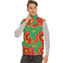 Mid Century Retro Floral 1970s 1960s Pattern 89 Men s High Neck Button Up Puffer Vest View2