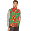 Mid Century Retro Floral 1970s 1960s Pattern 89 Men s High Neck Button Up Puffer Vest View3
