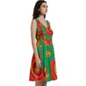Mid Century Retro Floral 1970s 1960s Pattern 89 Sleeveless V-Neck Skater Dress with Pockets View3