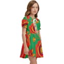 Mid Century Retro Floral 1970s 1960s Pattern 89 Kids  Sweet Collar Dress View2