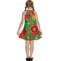 Mid Century Retro Floral 1970s 1960s Pattern 89 Kids  Halter Collar Waist Tie Chiffon Dress View4