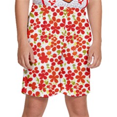 Mid Century Retro Floral 1970s 1960s Pattern 92 Kids  Basketball Shorts
