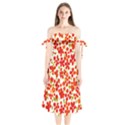 Mid Century Retro Floral 1970s 1960s Pattern 92 Shoulder Tie Bardot Midi Dress View1
