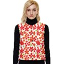 Mid Century Retro Floral 1970s 1960s Pattern 92 Women s Button Up Puffer Vest View1