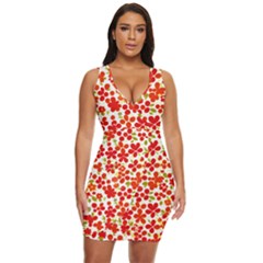 Mid Century Retro Floral 1970s 1960s Pattern 92 Draped Bodycon Dress