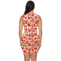 Mid Century Retro Floral 1970s 1960s Pattern 92 Draped Bodycon Dress View4