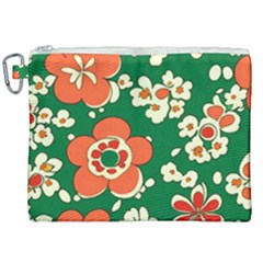Mid Century Retro Floral 1970s 1960s Pattern 94 Canvas Cosmetic Bag (xxl)