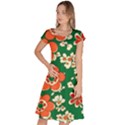 Mid Century Retro Floral 1970s 1960s Pattern 94 Classic Short Sleeve Dress View1