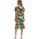 Mid Century Retro Floral 1970s 1960s Pattern 94 Women s Kimono Wrap Satin Dress View4