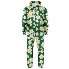 Mid Century Retro Floral 1970s 1960s Pattern 93 Hooded Jumpsuit (men)