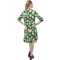 Mid Century Retro Floral 1970s 1960s Pattern 93 Long Sleeve Mini Shirt Dress View2