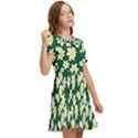 Mid Century Retro Floral 1970s 1960s Pattern 93 Kids  Puff Sleeved Dress View2