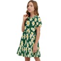 Mid Century Retro Floral 1970s 1960s Pattern 93 Kids  Puff Sleeved Dress View3