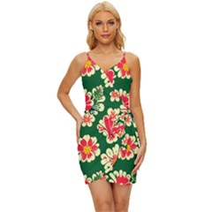 Retro 40s 50s Mexico Flowers Pattern 2 Wrap Tie Front Dress