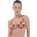 Retro 40s 50s Mexico Flowers Pattern 4 Ring Detail Bikini Top View1