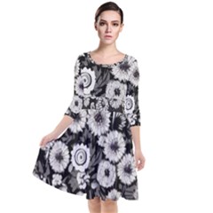Mid Century Retro Floral 1970s 1960s Pattern 87 Mid Century Retro Floral 1970s 1960s Pattern 86 Quarter Sleeve Waist Band Dress