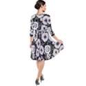 Mid Century Retro Floral 1970s 1960s Pattern 87 Mid Century Retro Floral 1970s 1960s Pattern 86 Quarter Sleeve Waist Band Dress View2