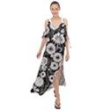 Mid Century Retro Floral 1970s 1960s Pattern 87 Mid Century Retro Floral 1970s 1960s Pattern 86 Maxi Chiffon Cover Up Dress View1