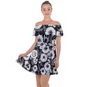 Mid Century Retro Floral 1970s 1960s Pattern 87 Mid Century Retro Floral 1970s 1960s Pattern 86 Off Shoulder Velour Dress View1