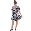 Mid Century Retro Floral 1970s 1960s Pattern 87 Mid Century Retro Floral 1970s 1960s Pattern 86 Off Shoulder Velour Dress View2