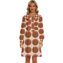 Retro 40s 50s Cupcake Pattern Women s Round Neck Long Sleeve Bow Deco Dress View1