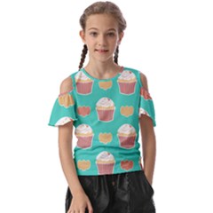 Retro 40s 50s Cupcake Pattern 3 Kids  Butterfly Cutout T-shirt