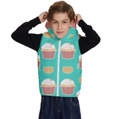 Retro 40s 50s Cupcake Pattern 3 Kids  Stylish Hooded Puffer Vest