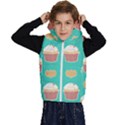 Retro 40s 50s Cupcake Pattern 3 Kids  Stylish Hooded Puffer Vest View1