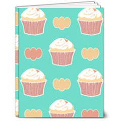 Retro 40s 50s Cupcake Pattern 3 7  X 9  Softcover Notebook