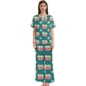 Retro 40s 50s Cupcake Pattern 2 Short Sleeve Long Pants Satin Pajamas Set View1