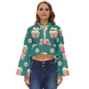 Retro 40s 50s Cupcake Pattern 2 Boho Long Bell Sleeve Top View1