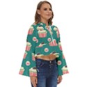 Retro 40s 50s Cupcake Pattern 2 Boho Long Bell Sleeve Top View3