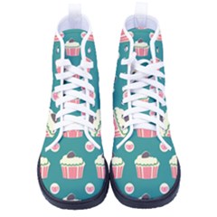 Retro 40s 50s Cupcake Pattern 2 Kid s High-top Canvas Sneakers