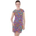 Mid Century Retro Floral 1970s 1960s Pattern 75 Drawstring Hooded Dress View1