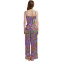Mid Century Retro Floral 1970s 1960s Pattern 75 Spaghetti Top Long Pants Satin Pajamas Set View4