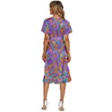 Mid Century Retro Floral 1970s 1960s Pattern 75 Women s Kimono Wrap Satin Dress View4