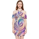 Abstract Fractal Art Swirl Pattern Shoulder Frill Bodycon Summer Dress View1