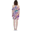 Abstract Fractal Art Swirl Pattern Shoulder Frill Bodycon Summer Dress View4