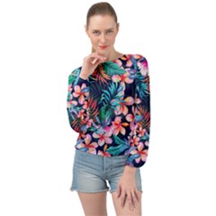 Hawaiian Flowers Hawaii Banded Bottom Chiffon Top