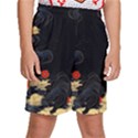 Korean Art Flowers Asian Pattern Kids  Basketball Shorts View1