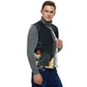 Korean Art Flowers Asian Pattern Men s Button Up Puffer Vest	 View2