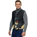 Korean Art Flowers Asian Pattern Men s Button Up Puffer Vest	 View3