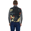 Korean Art Flowers Asian Pattern Men s Button Up Puffer Vest	 View4